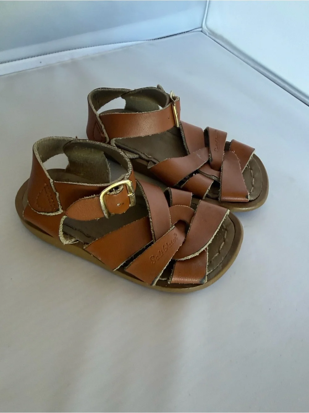 Salt Water Sandals by Hoy Tan Leather Kids Sandals with Buckle